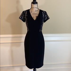 Joseph Ribkoff Silver Embellished Sheath Dress size 10